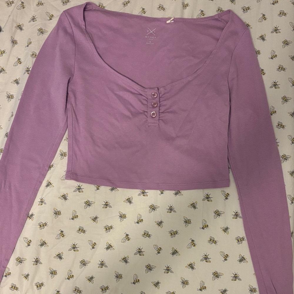 Pacsun Lavender Long Sleeve Crop Top
